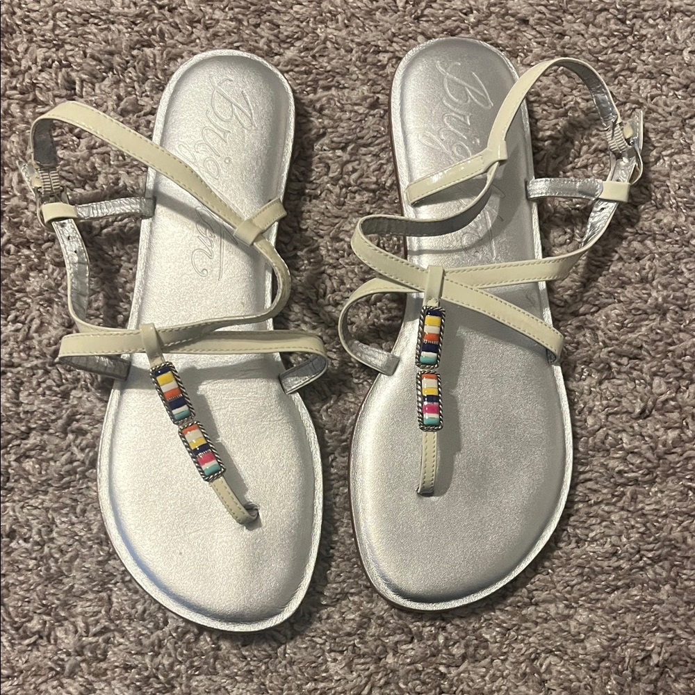 Brighton Silver and Cream Sandals with Multicolor Accents